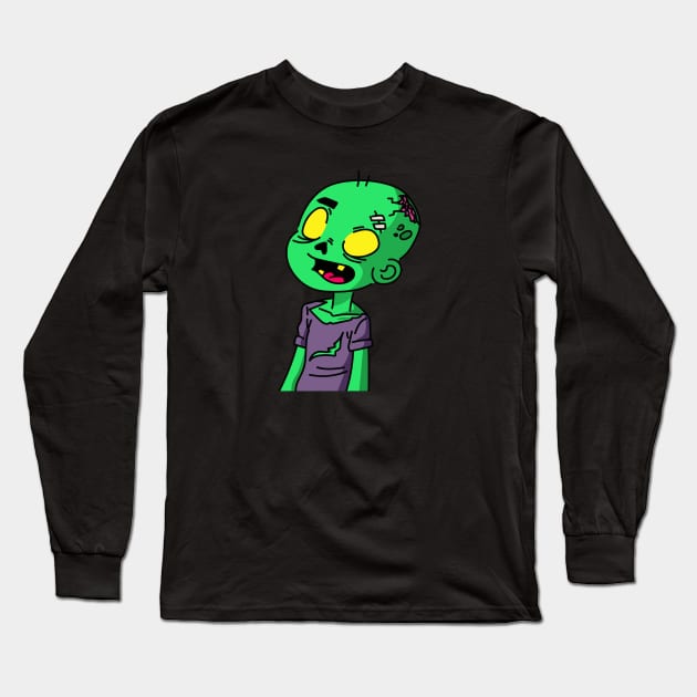 Zombie Boy Cartoon Long Sleeve T-Shirt by SLAG_Creative